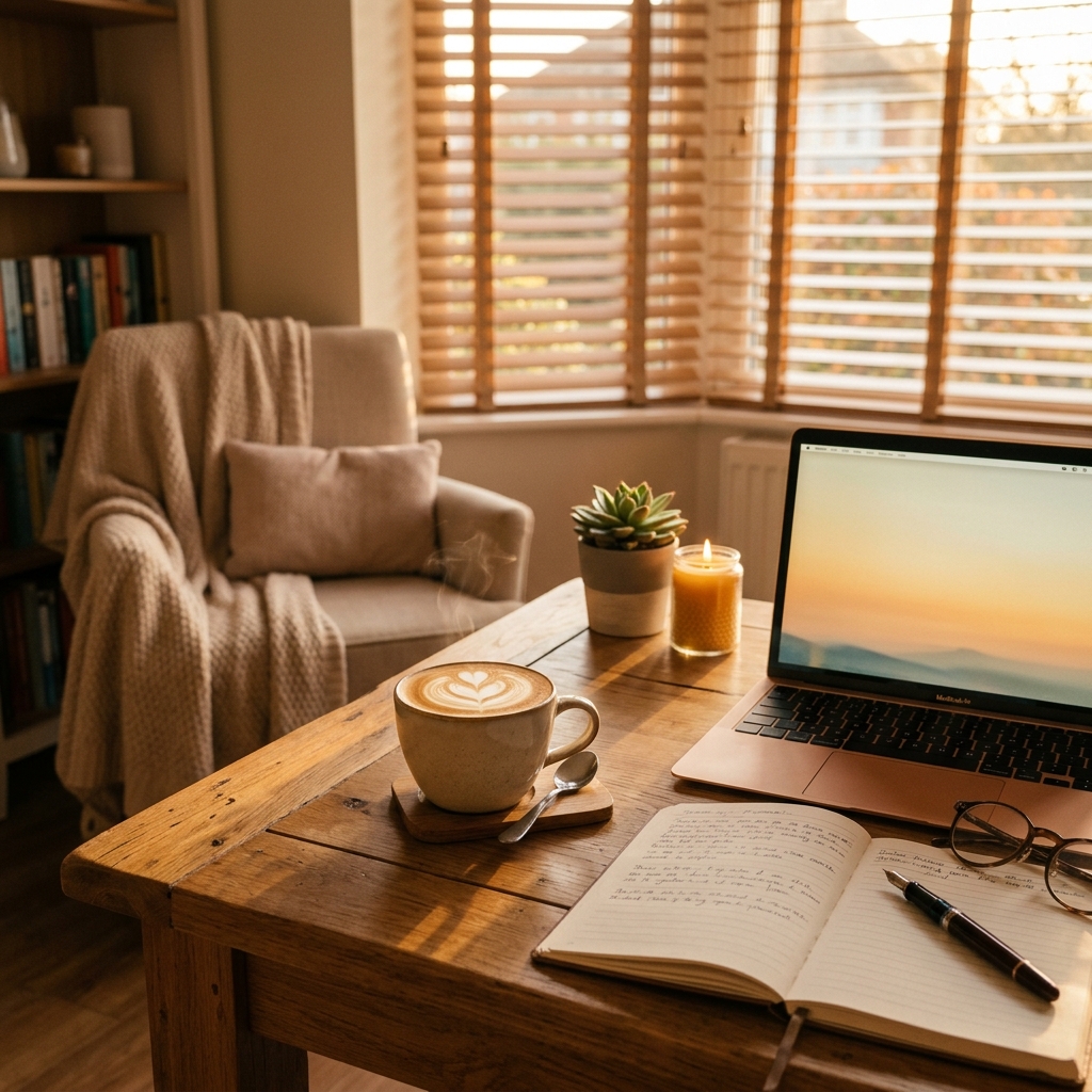 Cozy desk inspiration setup
